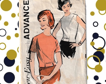 Advance 7794 裁縫パターン サイズ14 チュニックブラウス 60年代