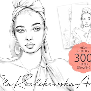 Satin Girl - Premium Coloring Page,  Grayscale Coloring Page, Printable Adult Kids, Instant Download, JPEG, PDF