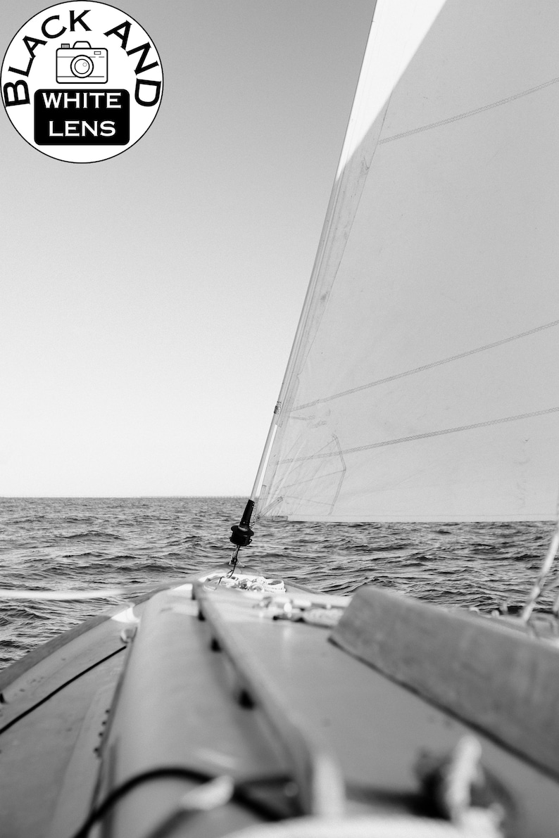 Black And White Photo Instant Digital Download Wall Art Print Sailboat Sailing Image image 4