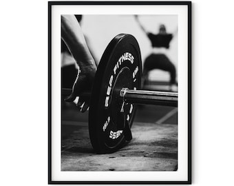 Black And White Photo Instant Digital Download Wall Art Print Weightlifting Image