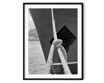 Zwart-witfoto Instant digitale download Wall Art Print Schepen aanlegsteiger afbeelding
