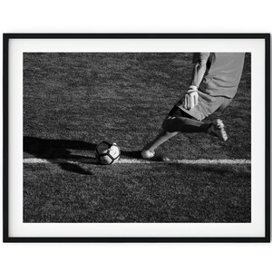 Black And White Photo Instant Digital Download Wall Art Print Kicking A Soccer Ball Image