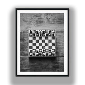 Black And White Photo Instant Digital Download Wall Art Print Chess Set Board Game Image