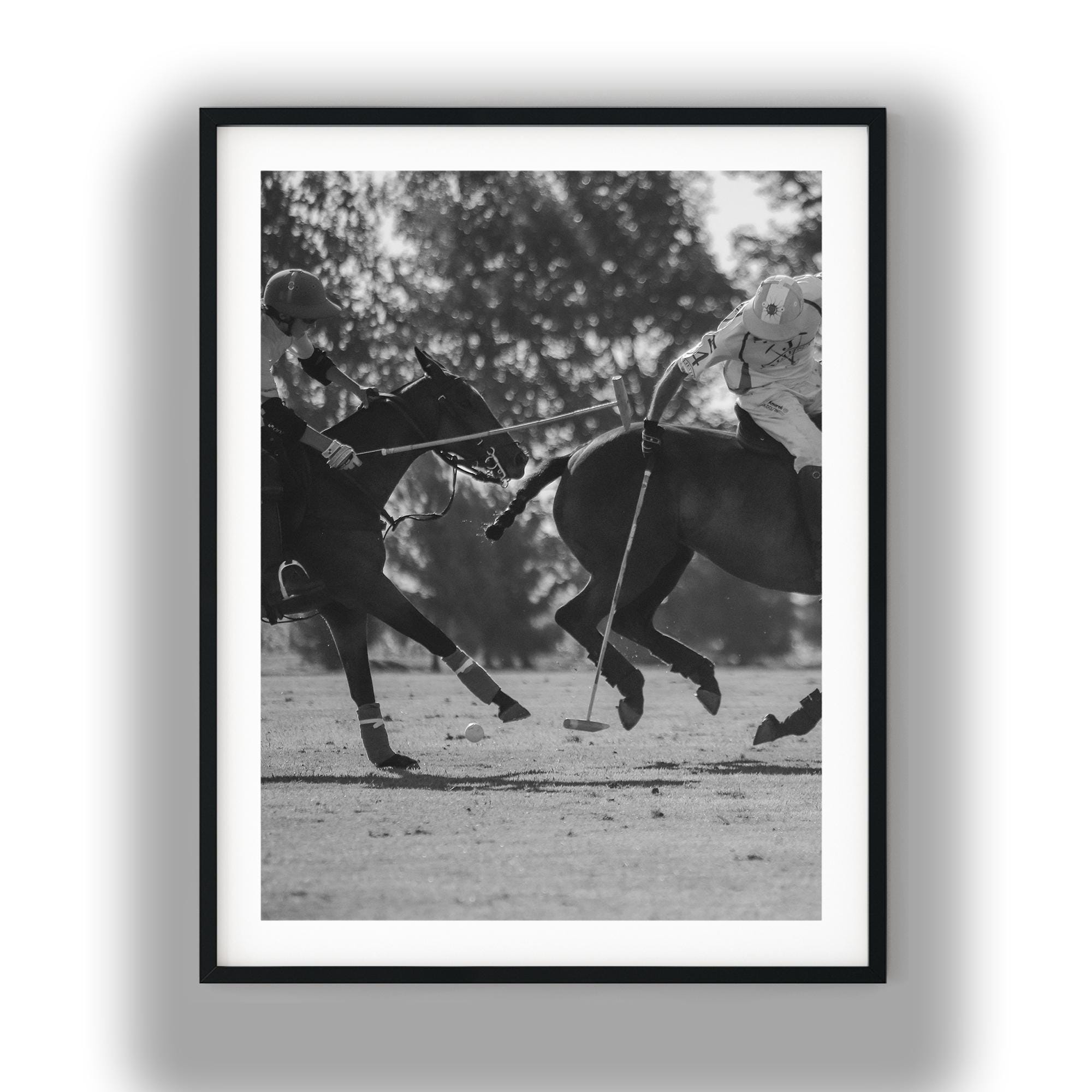 Black And White Photo Instant Digital Download Wall Art Print Playing Polo Image