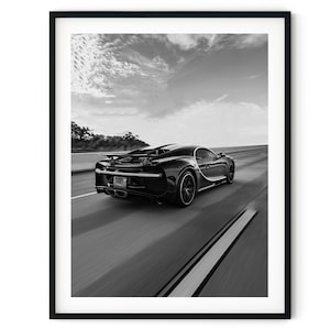 Black And White Photo Instant Digital Download Wall Art Print Luxury Sports Car Image