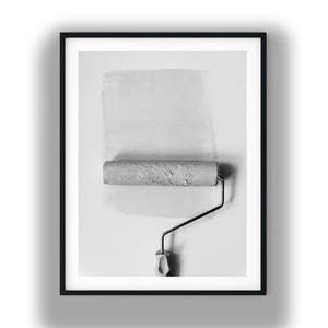 Black and White Paint Roller Digital Print, Minimalist Wall Art Photography Download