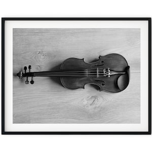 Black And White Photo Instant Digital Download Wall Art Print Violin Musical Instrument Image
