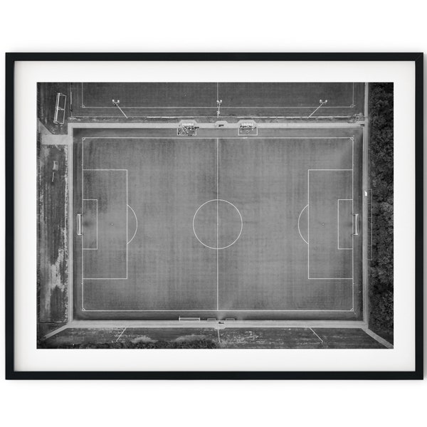 Black And White Photo Instant Digital Download Wall Art Print Football Soccer Field Image