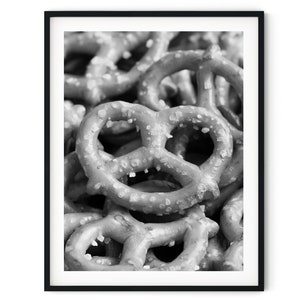 Black And White Photo Instant Digital Download Wall Art Print Pretzels Image