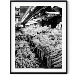 Black And White Photo Instant Digital Download Wall Art Print Fruit And Vegetable Market Image