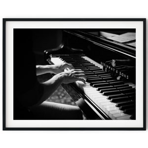 Black And White Photo Instant Digital Download Wall Art Print Playing The Piano Image