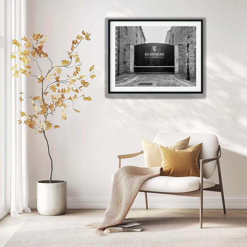 Guinness Brewery Sign Black and White Photography, Dublin Ireland Print, Digital Download, Irish Pub Decor, Industrial Wall Art image 3