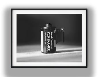 Vintage 35mm Film Roll Black and White Art Print, Digital Download Photo
