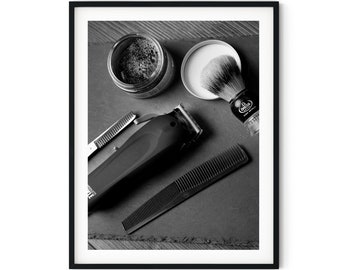 Schwarzweiß-Sofortiger digitaler Download Wand Kunstdruck Barber Shop Haarpflege Bild