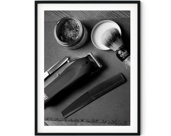 Black And White Photo Instant Digital Download Wall Art Print Barber Shop Hair Care Image