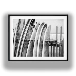 Black And White Photo Instant Digital Download Wall Art Print Surfboards Image