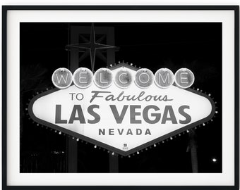 Black And White Photo Instant Digital Download Wall Art Print Welcome To Las Vegas Image