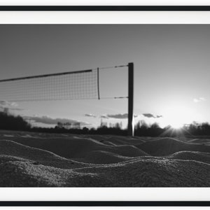 Black And White Photo Instant Digital Download Wall Art Print Beach Volleyball Image