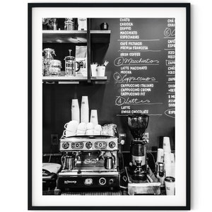 Black And White Photo Instant Digital Download Wall Art Print Coffee Shop Cafe Image