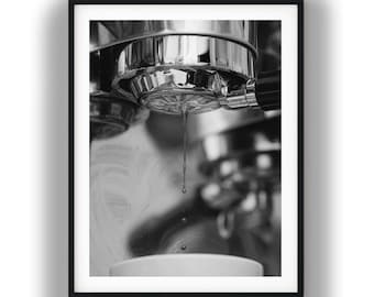 Schwarzweiß-Foto-sofortiger digitaler Download Wand-Kunst-Druck tropfender Kaffee Bild