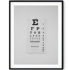 Black And White Photo Instant Digital Download Wall Art Print Optometrist Eye Chart Image