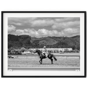 Black And White Photo Instant Digital Download Wall Art Print Jockey On A Racehorse Image
