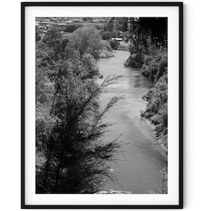 Black And White Photo Instant Digital Download Wall Art Print Waikato River Landscape Image