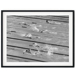 Black And White Photo Instant Digital Download Wall Art Print Swimming Race Image