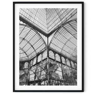Fotografía en blanco y negro Descarga digital instantánea Impresión de arte de pared Museo de vidrio Arquitectura Palacio de Cristal España Imagen