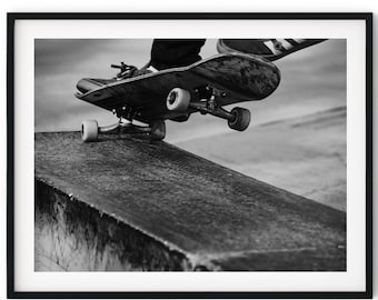 Black And White Photo Instant Digital Download Wall Art Print Skateboarding Image