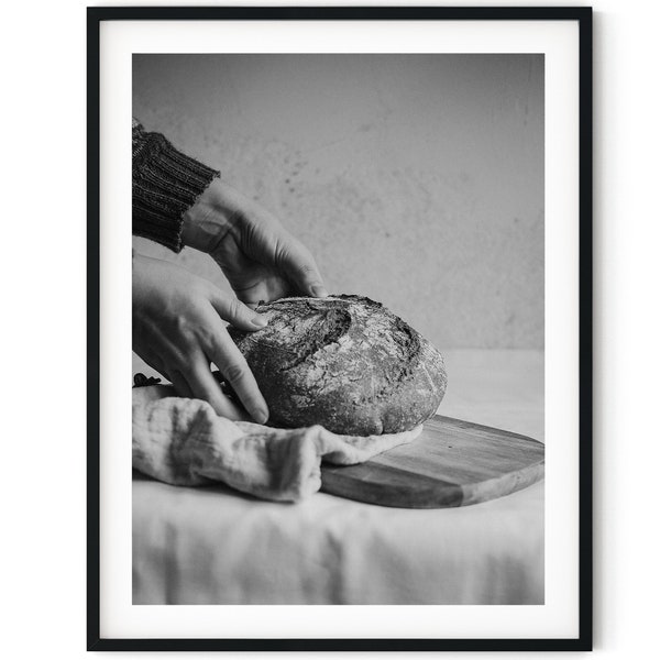 Black And White Photo Instant Digital Download Wall Art Print Freshly Baked Bread Image