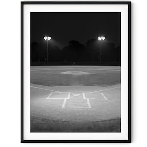 Black And White Photo Instant Digital Download Wall Art Print Baseball Field Image
