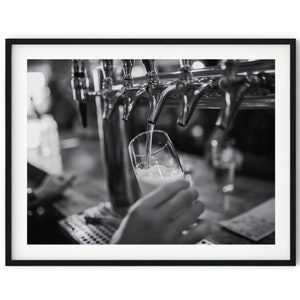 Black And White Photo Instant Digital Download Wall Art Print Pouring A Beer Image