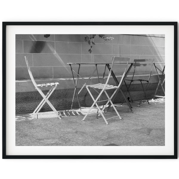 Black And White Photo Instant Digital Download Wall Art Print Cafe Outdoor Seating Image