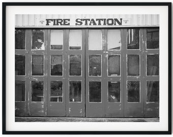Black And White Photo Instant Digital Download Wall Art Print Historic Fire Station Image