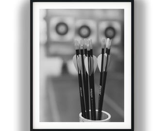 Black And White Photo Instant Digital Download Wall Art Print Archery Arrows Image
