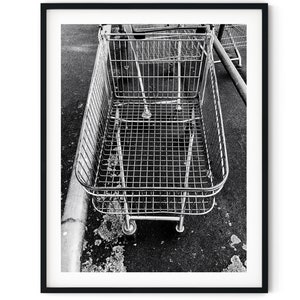 Black And White Photo Instant Digital Download Wall Art Print Supermarket Trollies Image
