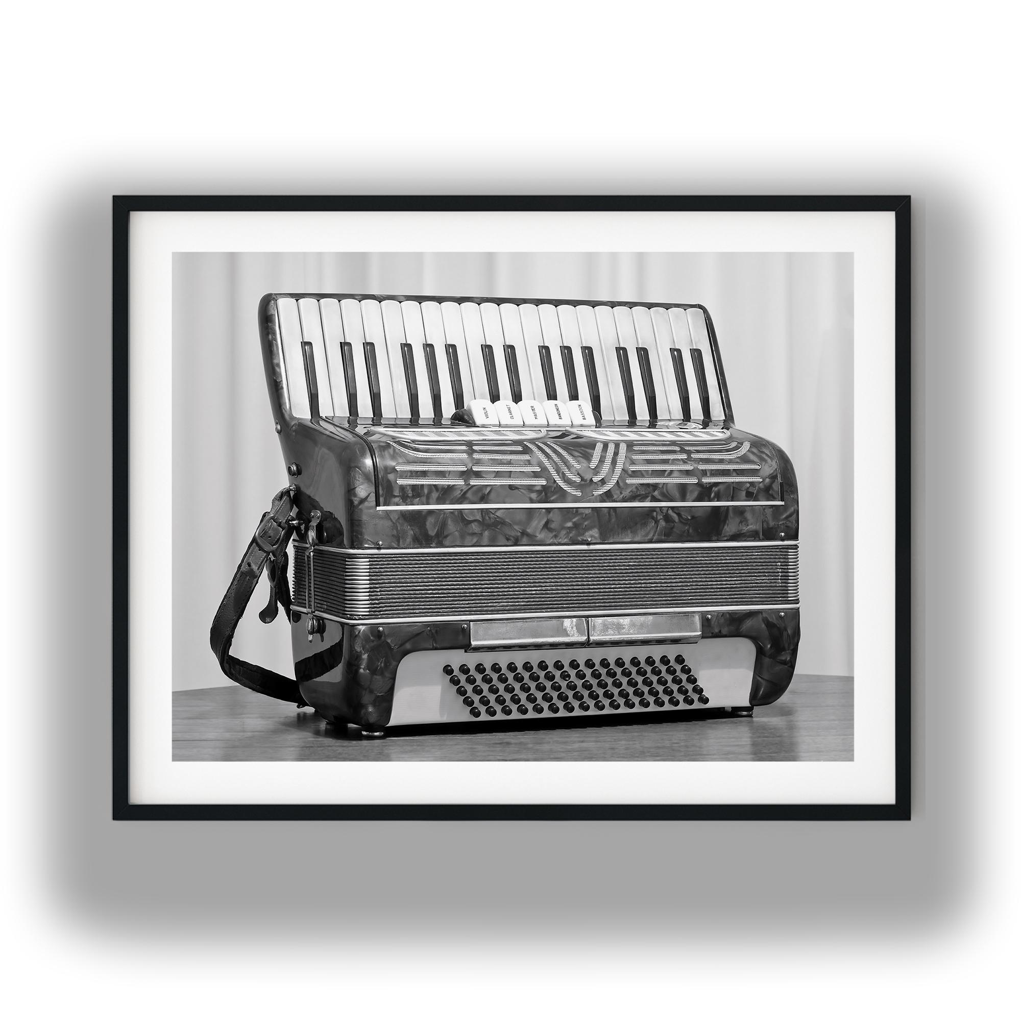 アート・デザイン・音楽 FOTOGRAFIE LATEINAMERIKA von 1860 Vintage Accordion Black and White Photography Print, Retro Musical
