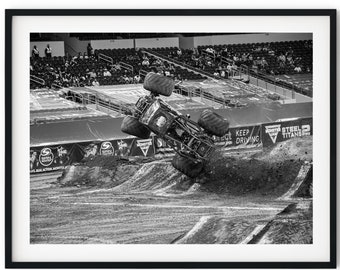 Black And White Photo Instant Digital Download Wall Art Print Monster Truck Image