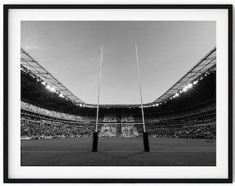 Black And White Photo Instant Digital Download Wall Art Print Rugby Posts Image
