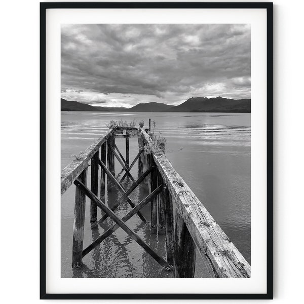 Black And White Photo Instant Digital Download Wall Art Print Old Jetty Image