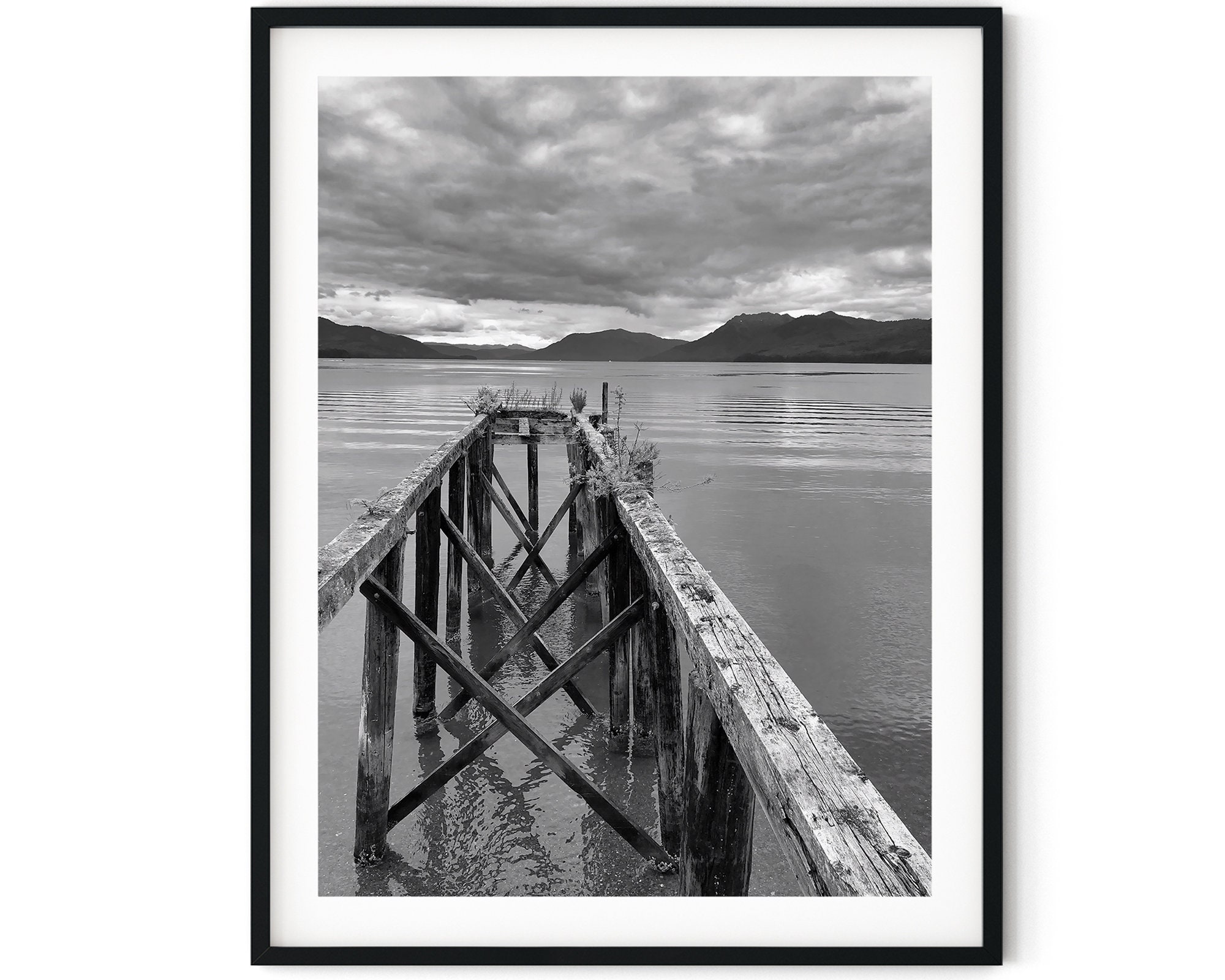 Black And White Photo Instant Digital Download Wall Art Print Old Jetty Image