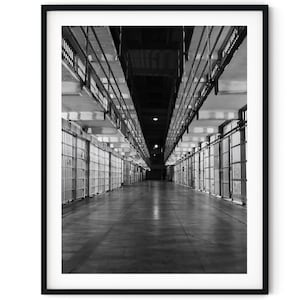 Black And White Photo Instant Digital Download Wall Art Print Prison Cells Image