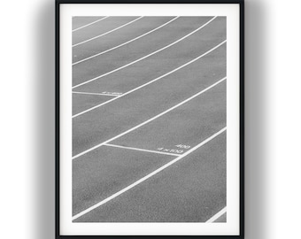 Black And White Photo Instant Digital Download Wall Art Print Athletics Running Track Image