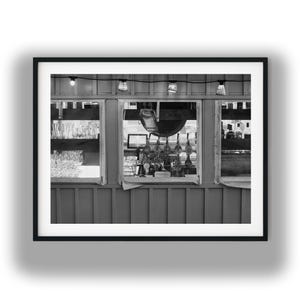 Black and White Outdoor Bar Window Print, Vintage Beer Taps Digital Download Photo
