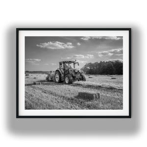Black And White Photo Instant Digital Download Wall Art Print Tractor On The Farm Image