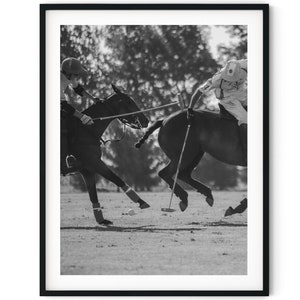 Black And White Photo Instant Digital Download Wall Art Print Playing Polo Image