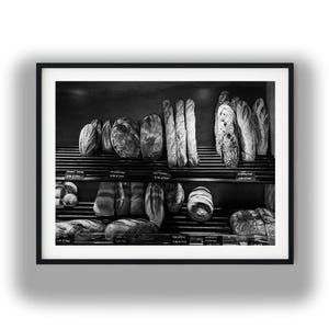 Black And White Photo Instant Digital Download Wall Art Print Bakery Bread Image