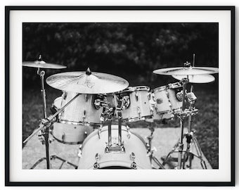 Black And White Photo Instant Digital Download Wall Art Print Drums Image