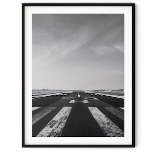 Black And White Photo Instant Digital Download Wall Art Print Airport Runway Image